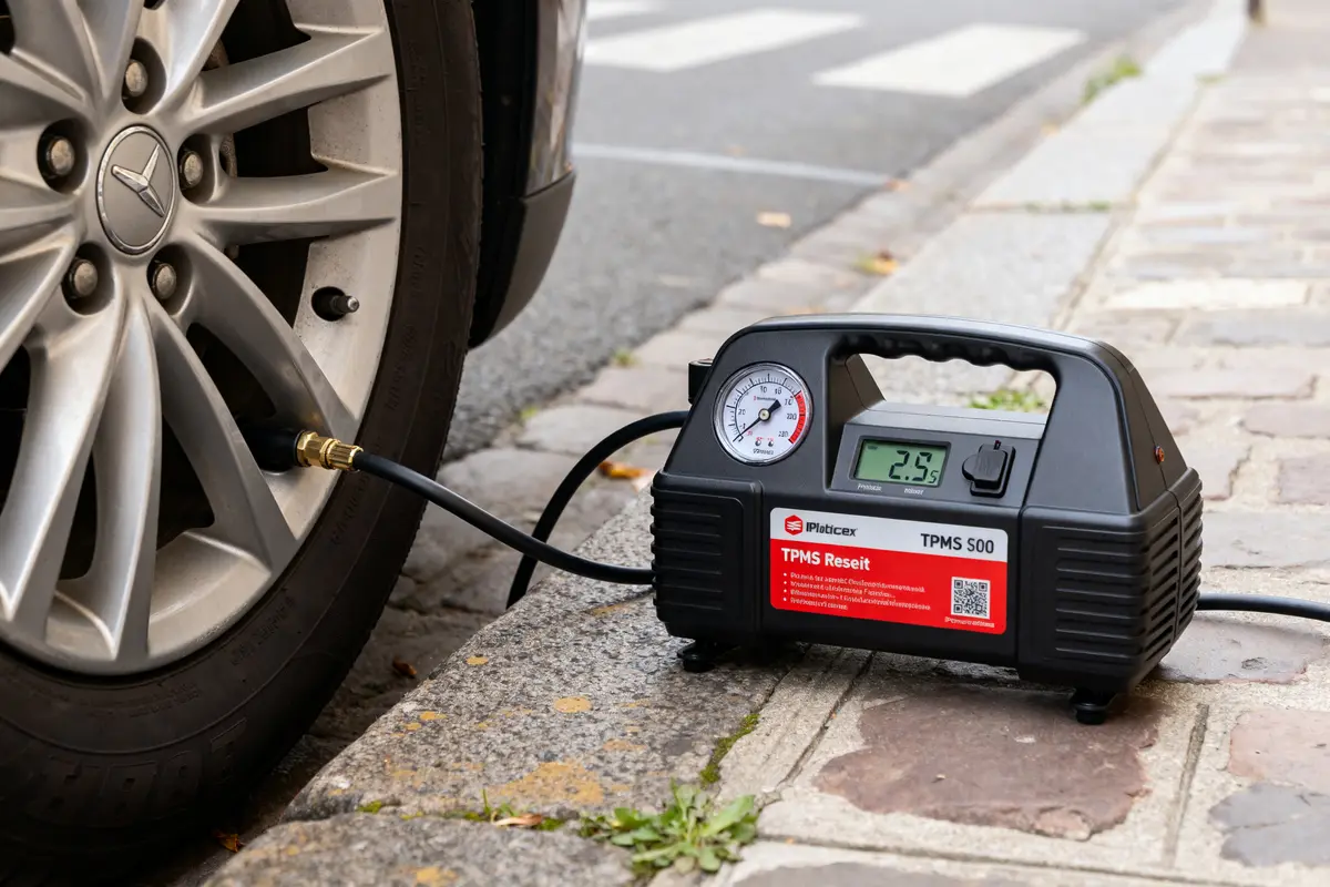 Compresseur numérique TPMS 500 pour gonfler pneu et init sur trottoir urbain
